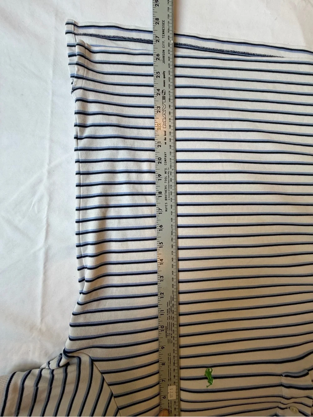 Vintage Polo by Ralph Lauren White Navy Striped Polo Shirt | 100% Cotton